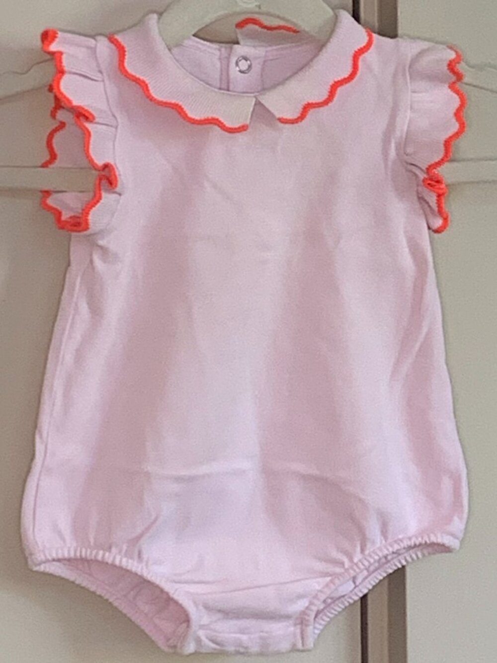 Jacadi Paris Baby Girl Pink Ruffle Bubble Romper 6M